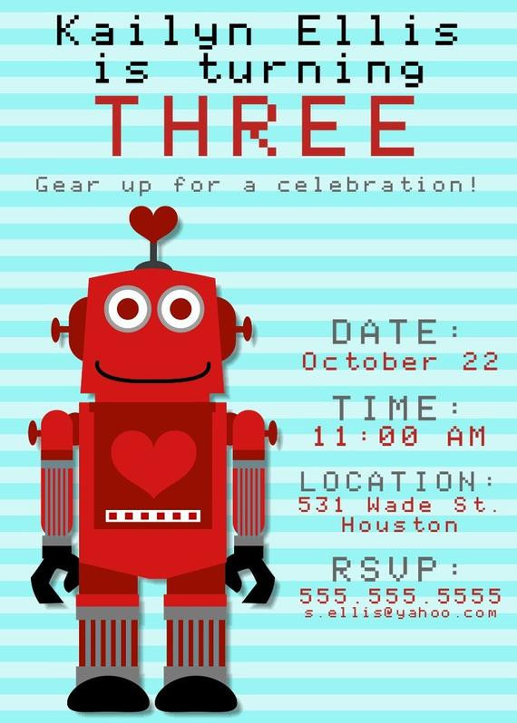 Robot Birthday Invitations
 Robot Birthday Invitation Printable Digital by Greetings