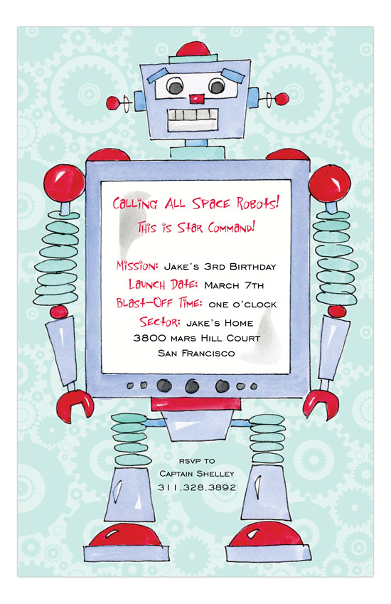 Robot Birthday Invitations
 Robot Custom Birthday Invitations