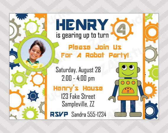 Robot Birthday Invitations
 Robot Party Printable Birthday Invitation