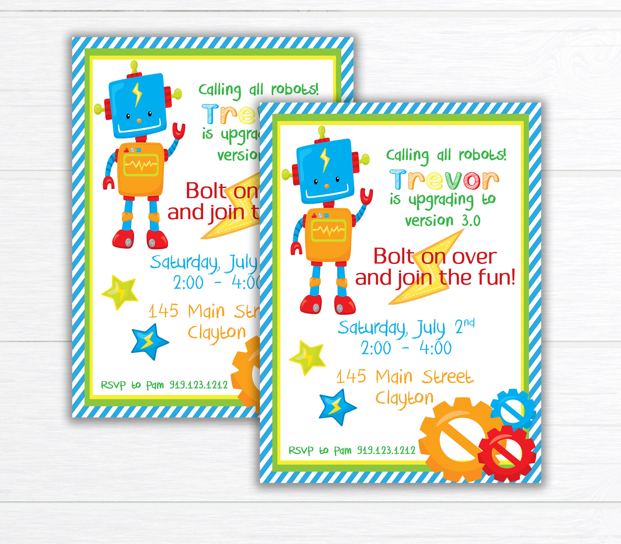 Robot Birthday Invitations
 Robots Birthday Invitation Robot Party Invitation