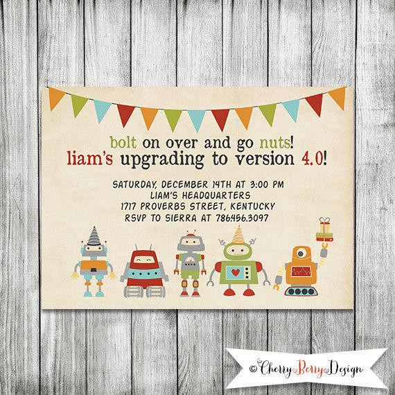 Robot Birthday Invitations
 Robot Invitation Robot Birthday Invite 5X7 by