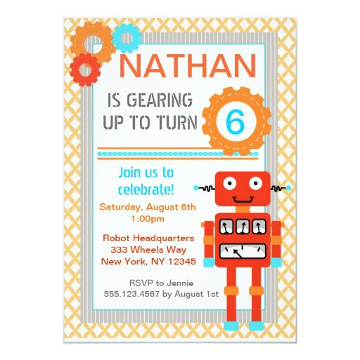 Robot Birthday Invitations
 Robot Birthday Party Invitations Modern