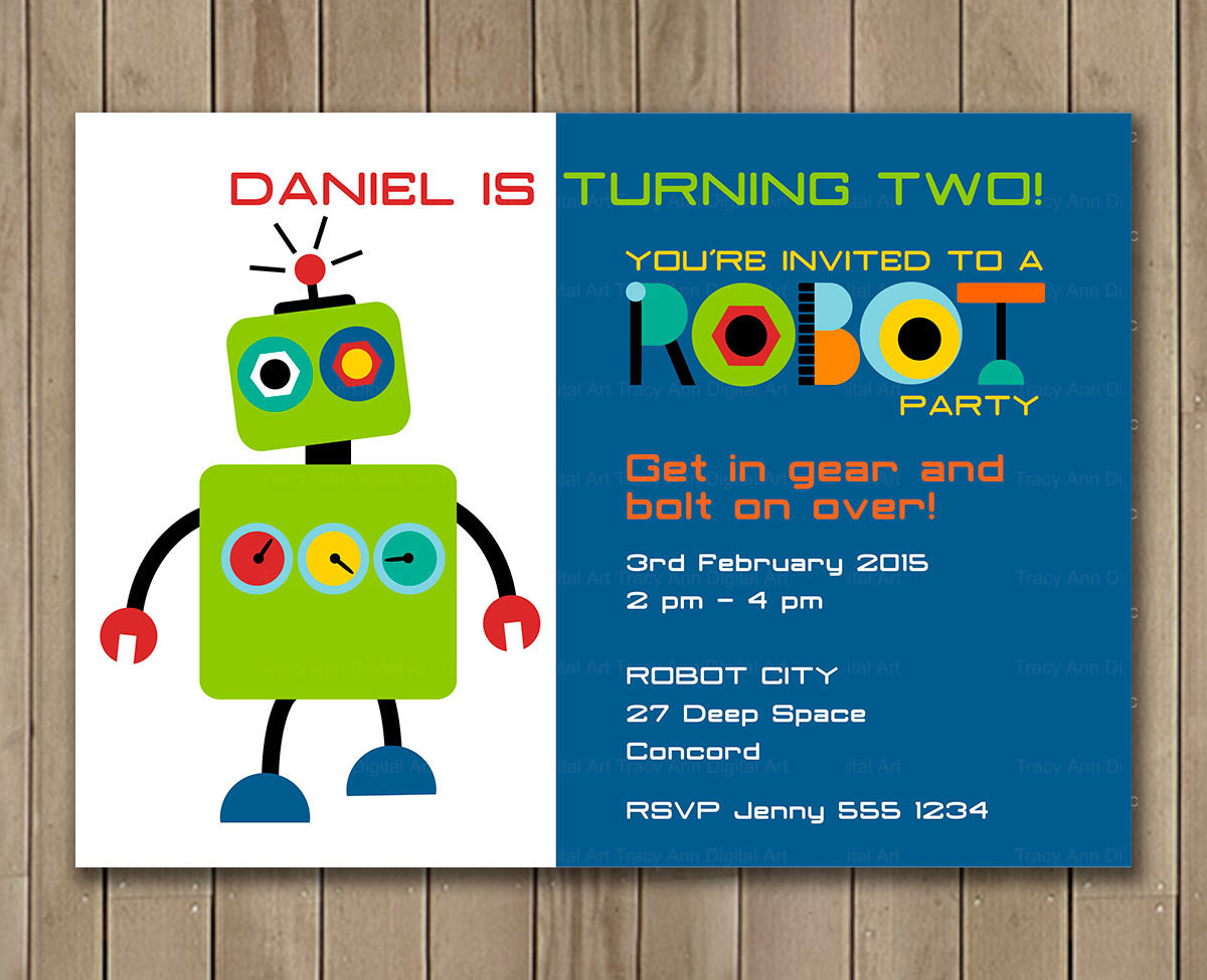 Robot Birthday Invitations
 Robot Birthday Invitation Custom Invitation Printable