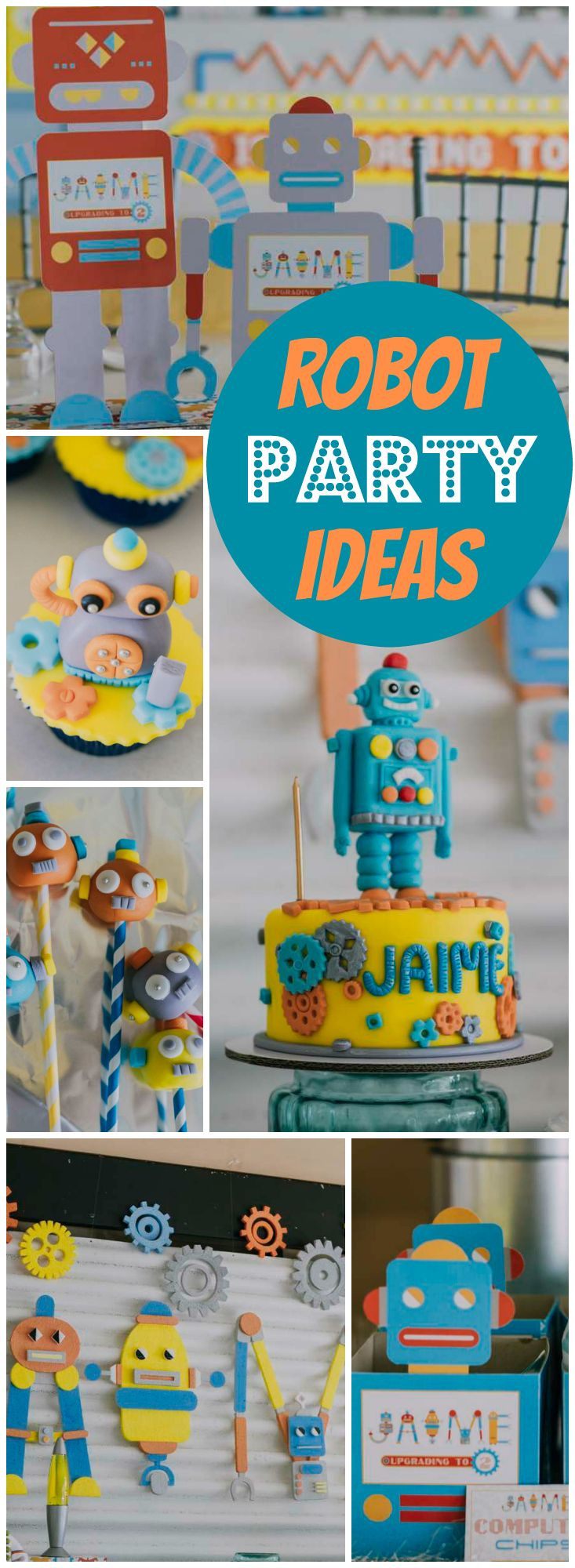 Robot Birthday Party Supplies
 How fun is this robot themed birthday party See more