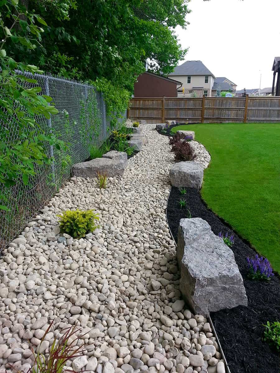 Rock Landscape Design
 Backdrop Garden 1 3 River Rock Black Beauty Mulch