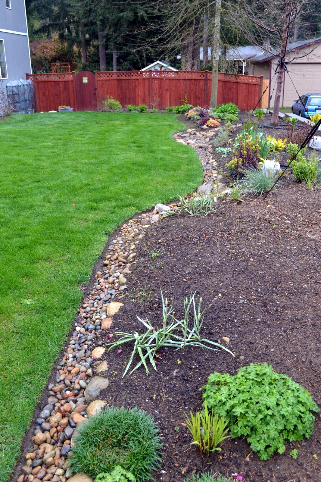 Rock Landscape Edging
 River rock garden edging