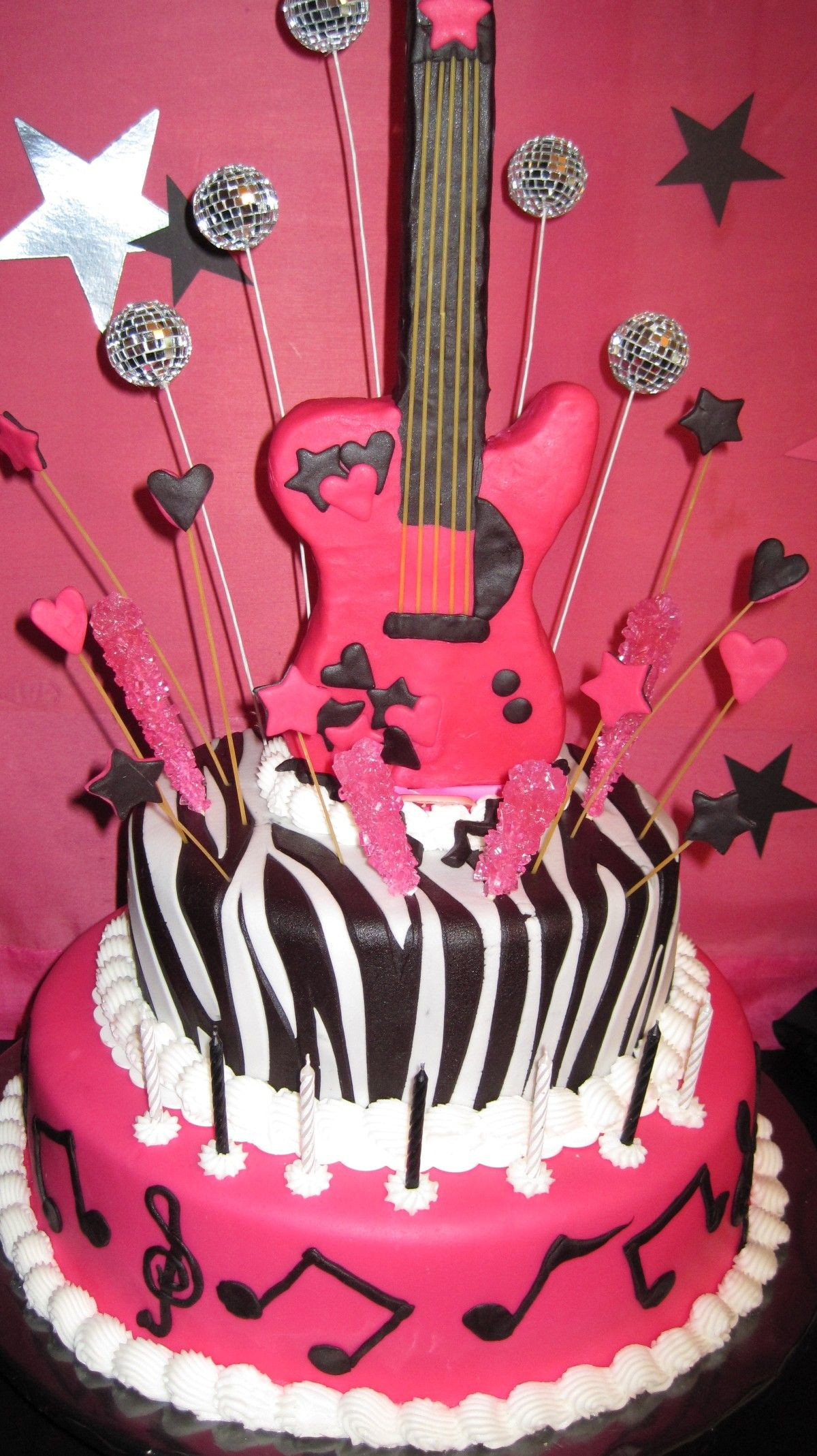 Rock Star Birthday Cake
 Rock star birthday cake idea for girls party in pink