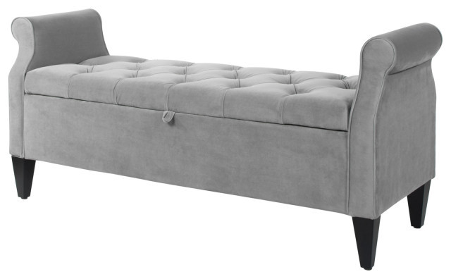 Roll Arm Storage Bench
 Jacqueline Tufted Roll Arm Storage Bench Transitional