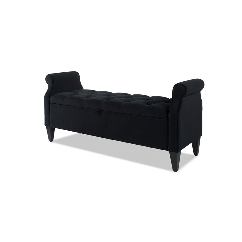 Roll Arm Storage Bench
 Jacqueline Tufted Roll Arm Storage Bench Black Walmart