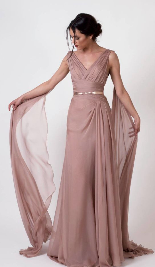 Rose Colored Wedding Dresses
 Unique Rose Colored Gold Belted Bridesmaid Dress MODwedding