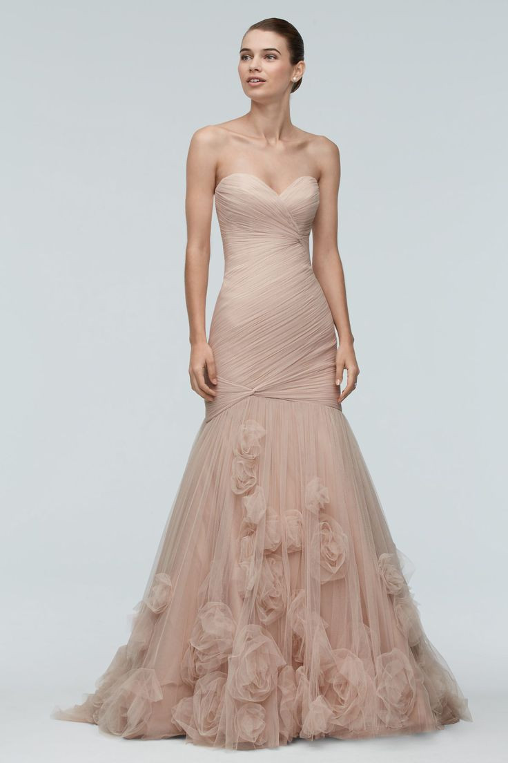 Rose Colored Wedding Dresses
 Watters Brides Starla Gown in Rose Gold with Rosettes