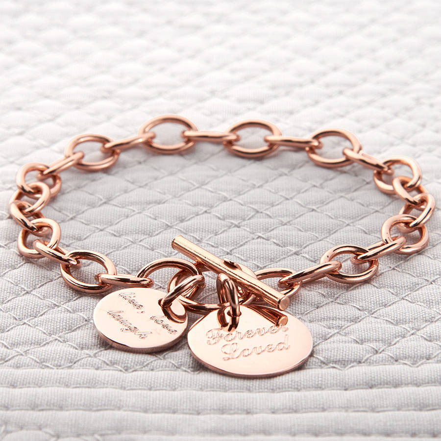 Rose Gold Bracelet
 personalised rose or yellow gold charm chain bracelet by