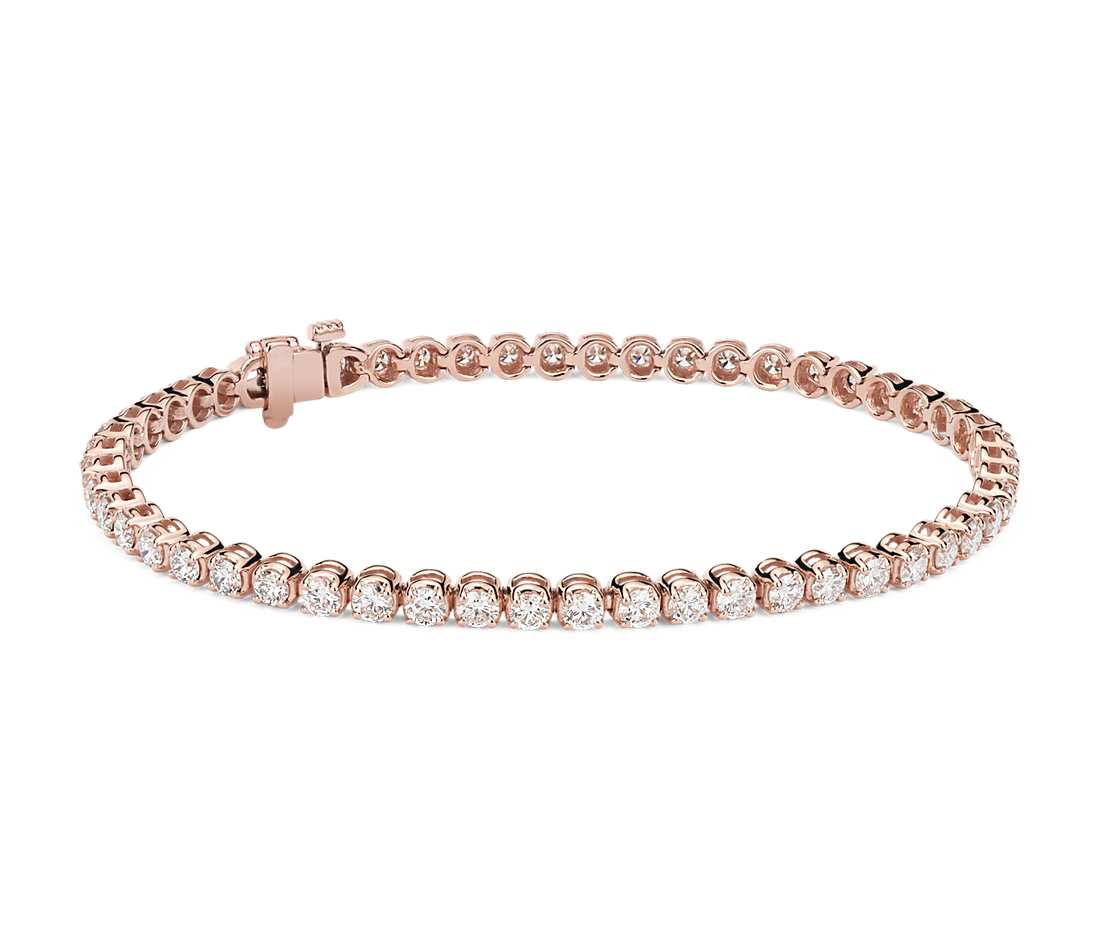 Rose Gold Bracelet
 Diamond Tennis Bracelet in 14k Rose Gold 4 ct tw