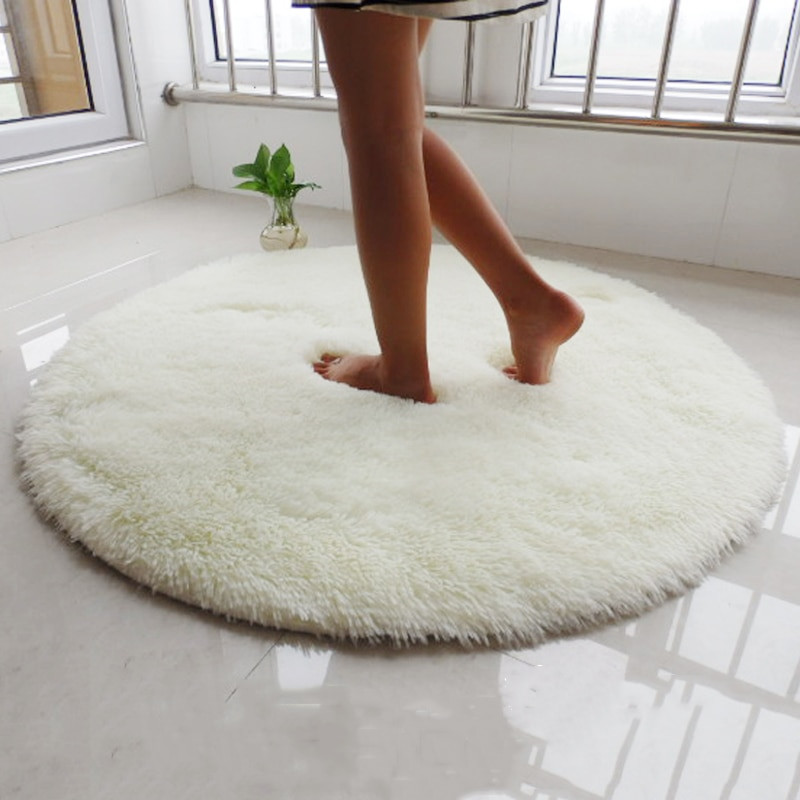 Round Rug Kids Room
 Fluffy Round Rug Carpets for Living Room Long Plush Carpet