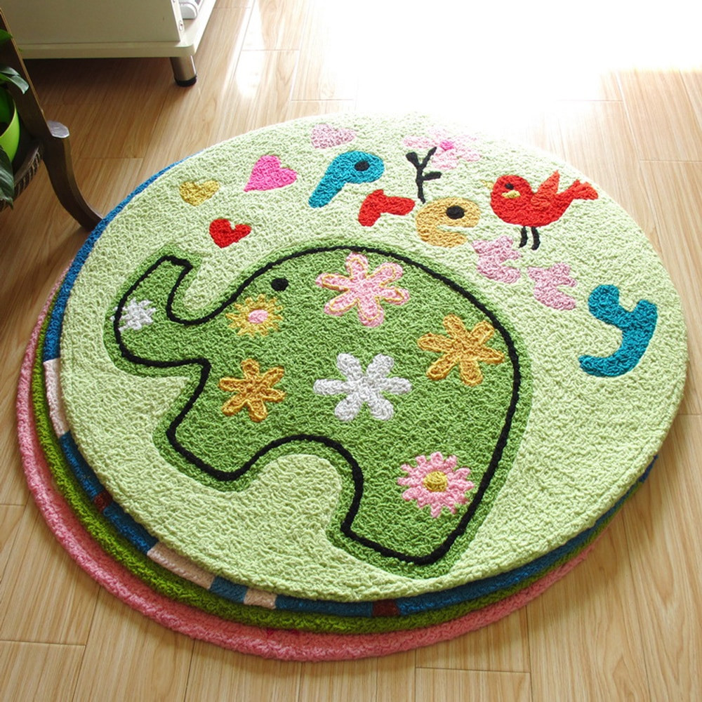 Round Rug Kids Room
 Colorful Handmade Knitting Embroidery Art Round Rug and