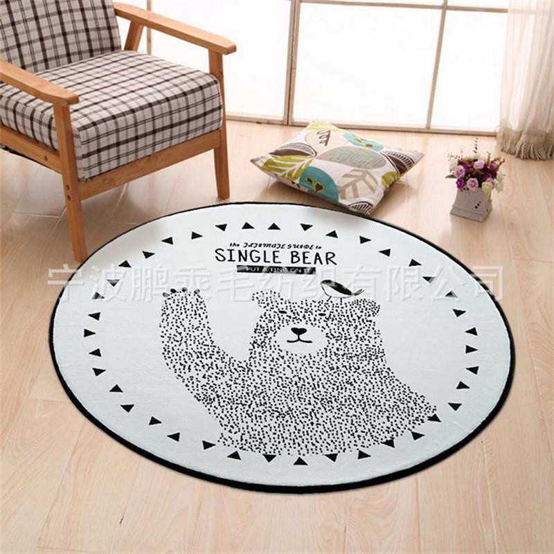 Round Rug Kids Room
 CUTE Round Black White Bear Carpet Kids Room puter