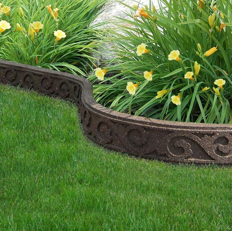 Rubber Landscape Edging
 4 ft Garden Edging Scroll Rubber Border Yard Landscape