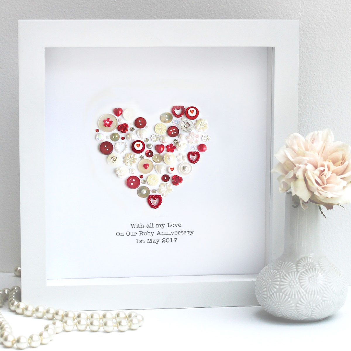 Ruby Wedding Anniversary Gifts
 Personalised Ruby Anniversary Heart Picture Sweet Dimple