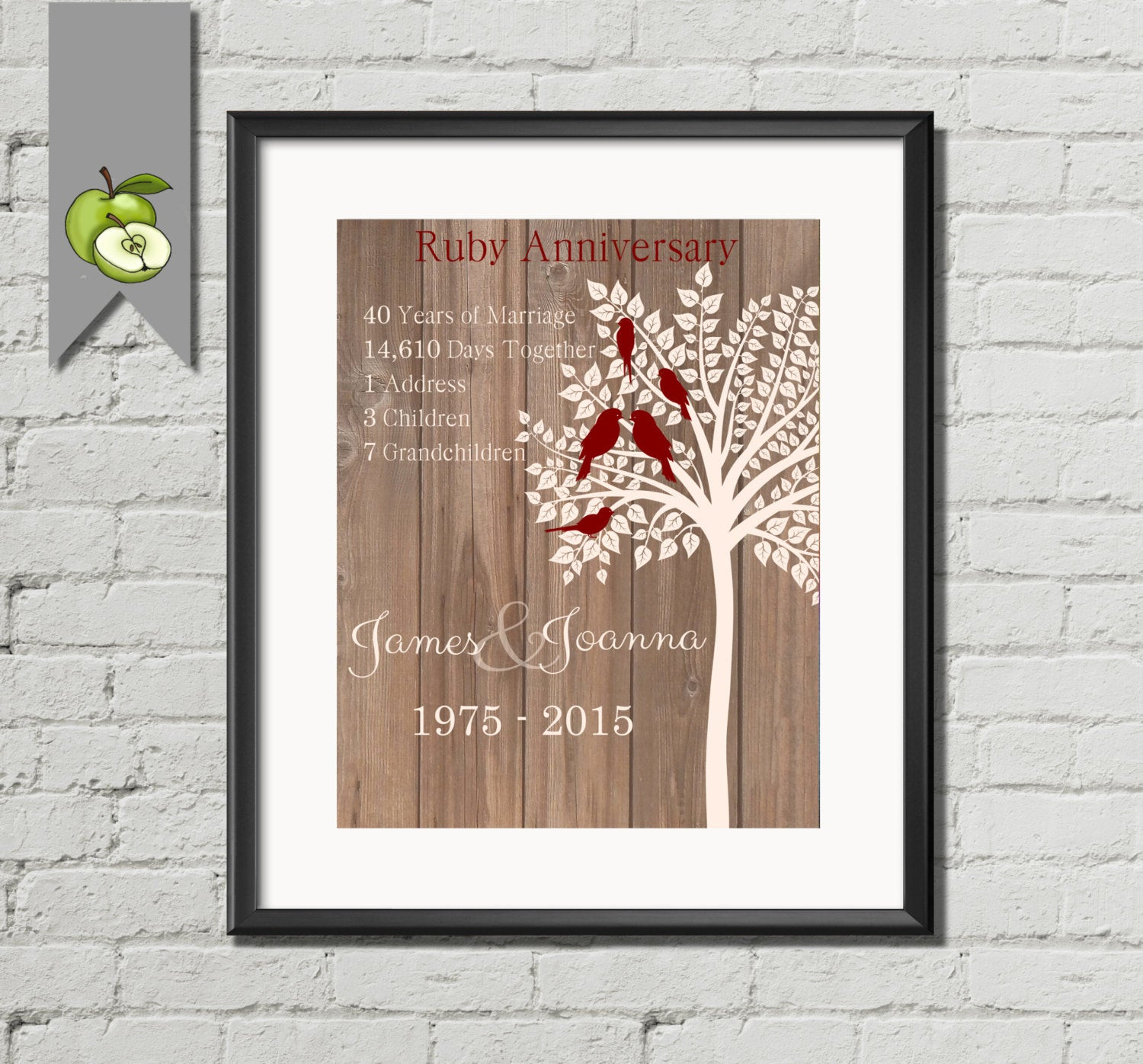 Ruby Wedding Anniversary Gifts
 Ruby Wedding Anniversary Gift Personalised family tree