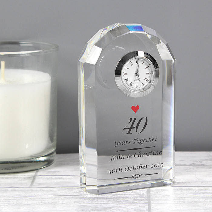 Ruby Wedding Anniversary Gifts
 Personalised Ruby Anniversary Crystal Clock