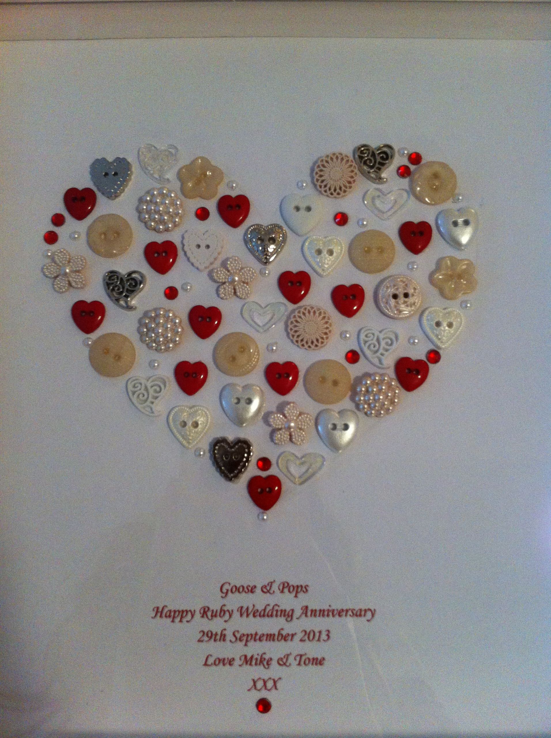 Ruby Wedding Anniversary Gifts
 Ruby Wedding Anniversary Button Frame