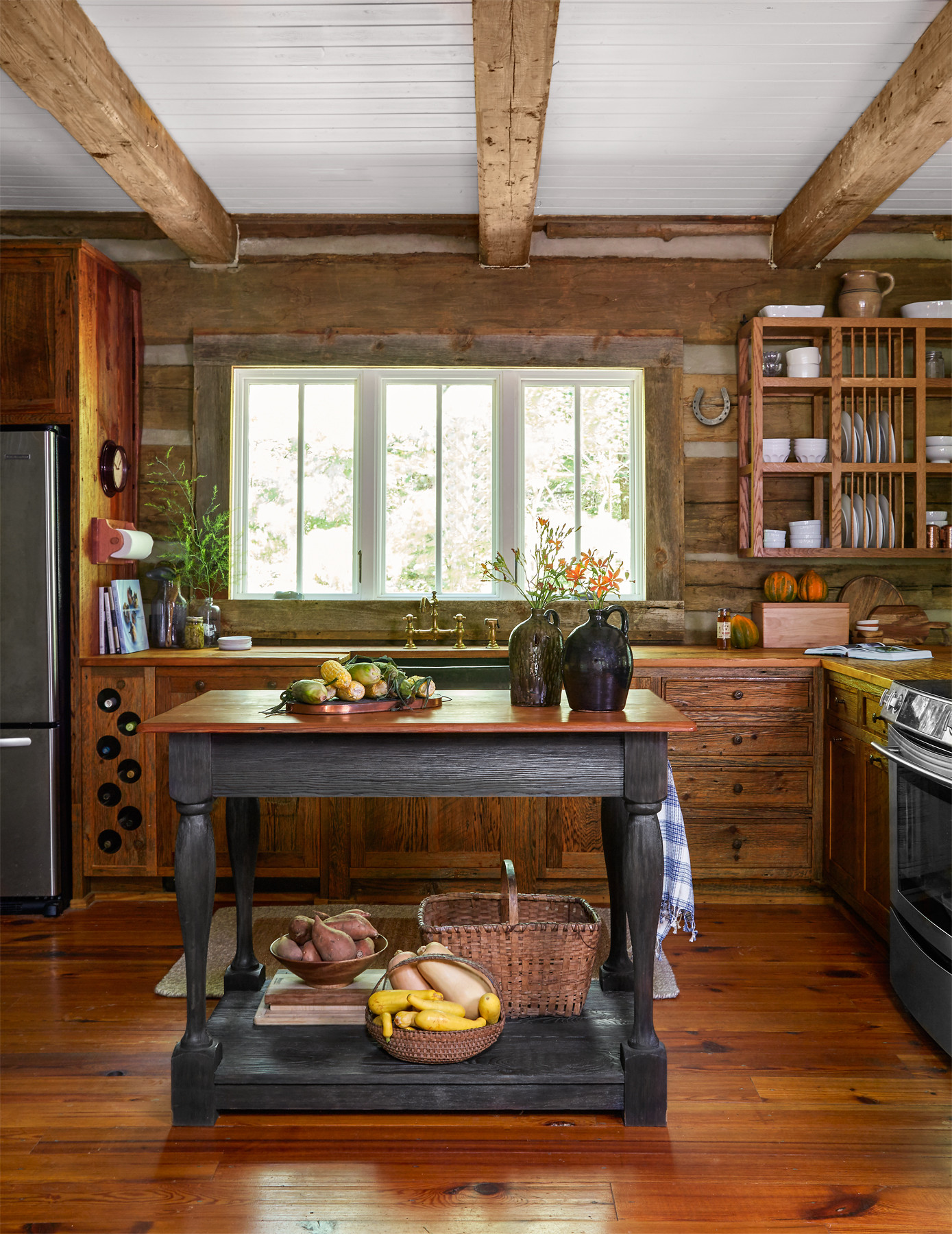 Rustic Cabin Kitchen
 Julie and Jimmy Cash Log Cabin Tennessee Log Cabin