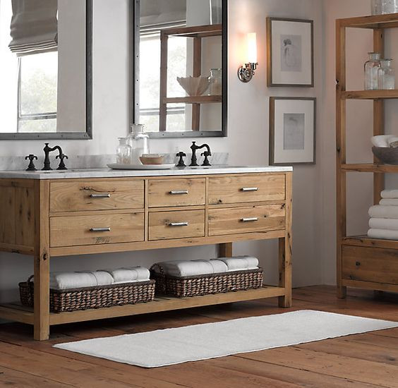 Rustic Double Bathroom Vanity
 34 Rustic Bathroom Vanities And Cabinets For A Cozy Touch