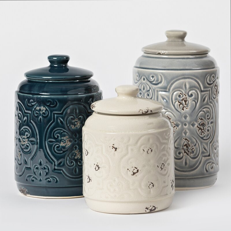 Rustic Kitchen Canisters
 DrewDeRoseDesigns Rustic Quilted 3 Piece Kitchen Canister