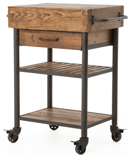 Rustic Kitchen Cart
 Kershaw Rustic Reclaimed Wood Iron Kitchen Island Cart