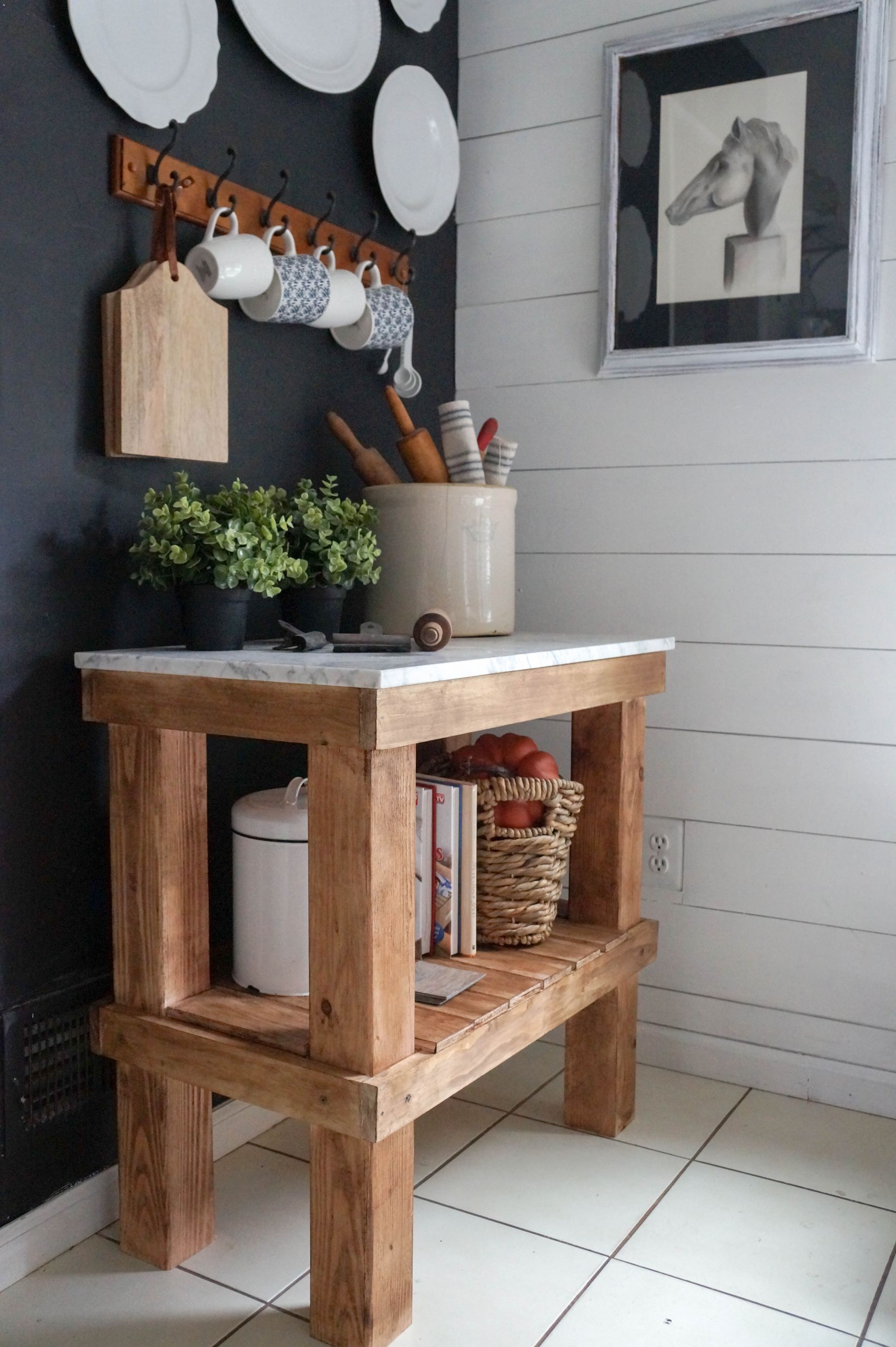 Rustic Kitchen Cart
 Kitchen Cart DIY Rustic Cart with Marble Top Seeking