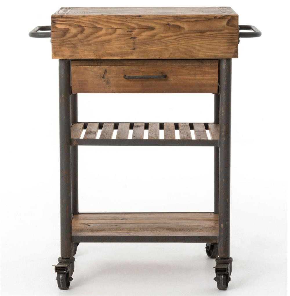 Rustic Kitchen Cart
 Kershaw Rustic Chunky Reclaimed Wood Iron Single Drawer