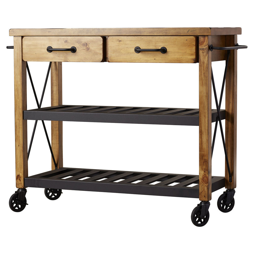 Rustic Kitchen Cart
 Kitchen Cart Stainless Steel Top Rolling Island Rustic