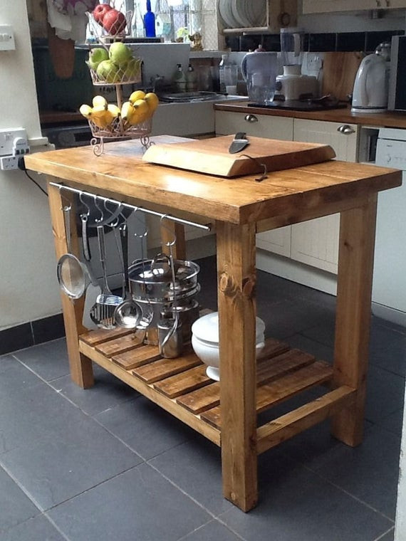 Rustic Kitchen Cart
 Handmade Rustic Kitchen Island Butchers Block Delivery charge