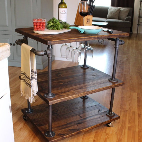 Rustic Kitchen Cart
 Rustic Wine Cart 3 Tiered Industrial Kitchen Cart Kitchen