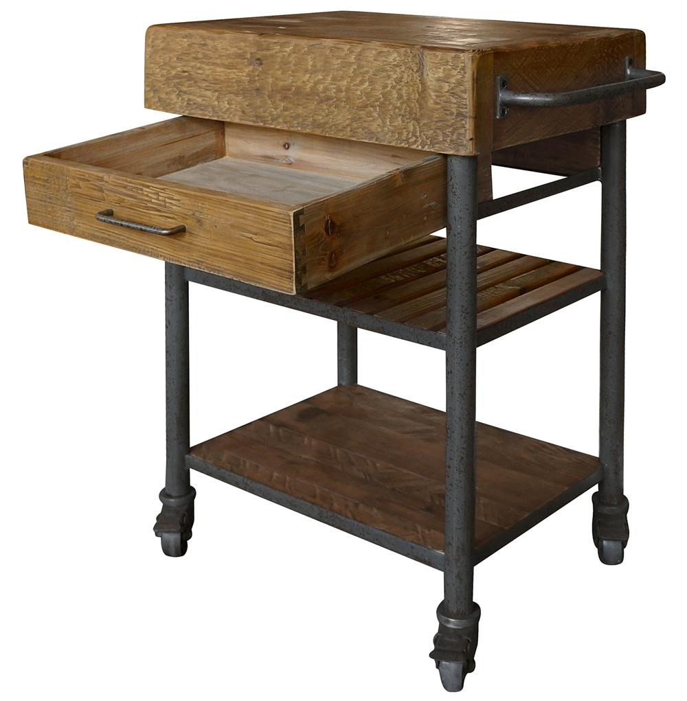 Rustic Kitchen Cart
 Kershaw Rustic Chunky Reclaimed Wood Iron Single Drawer