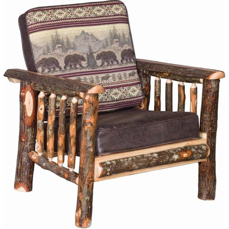 Rustic Living Room Chairs
 Rustic Hickory Log Faux Leather Living Room Chair