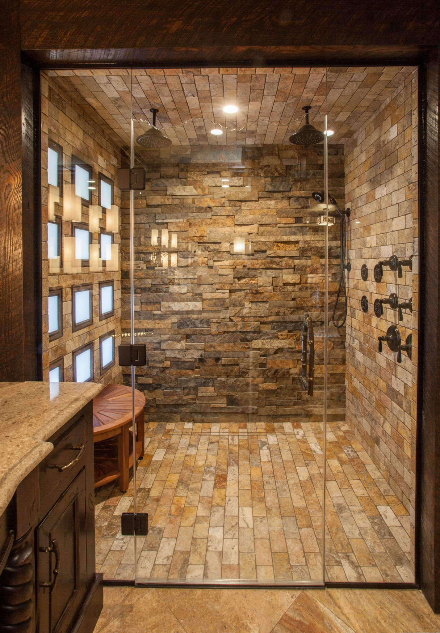 Rustic Master Bathroom
 Rustic Elegance Master Bath – Gina McMurtrey Interiors LLC