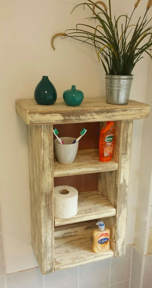 Rustic Wall Cabinet For Bathroom
 Rustic Shabby Chic white washed wooden wall mounted