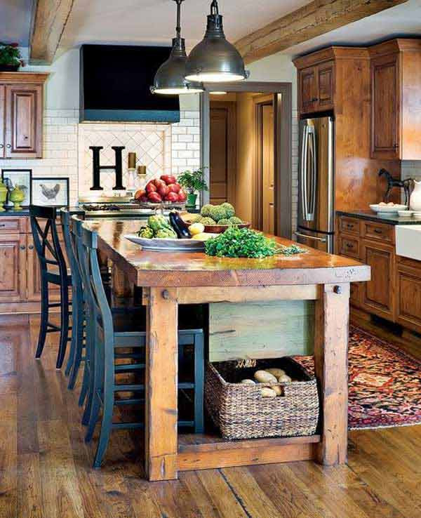 Rustic Wood Kitchen Island
 32 Simple Rustic Homemade Kitchen Islands Amazing DIY