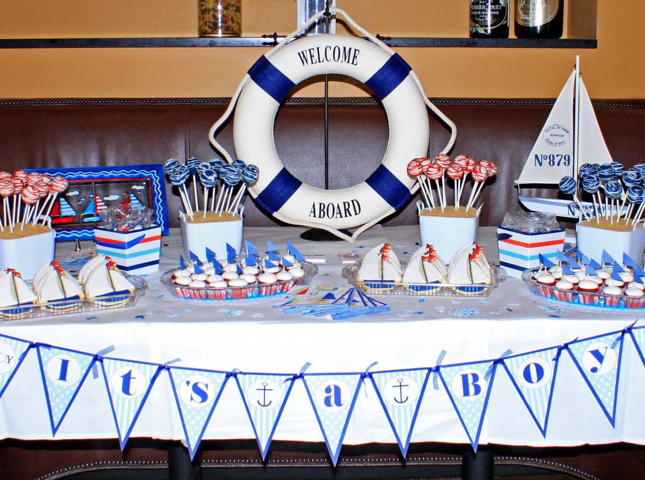 Sailor Baby Shower Decor
 Sailboat Nautical Themed Baby Shower Ideas