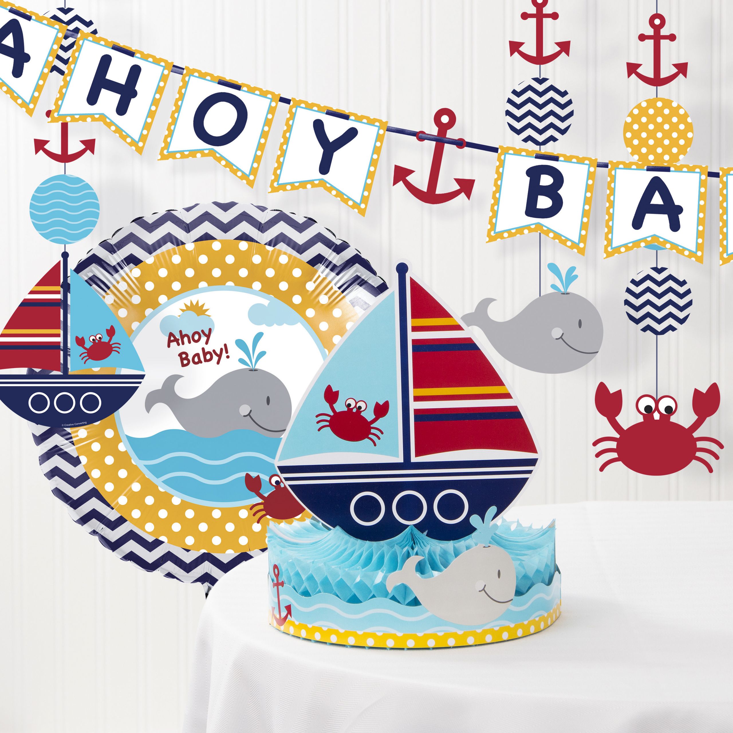 Sailor Baby Shower Decor
 Ahoy Matey Nautical Baby Shower Decorations Kit Walmart