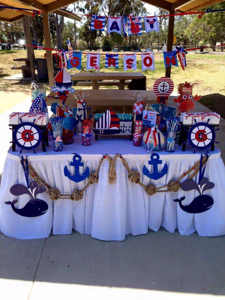 Sailor Baby Shower Decor
 Nautical Baby Shower Party Ideas 2 of 8