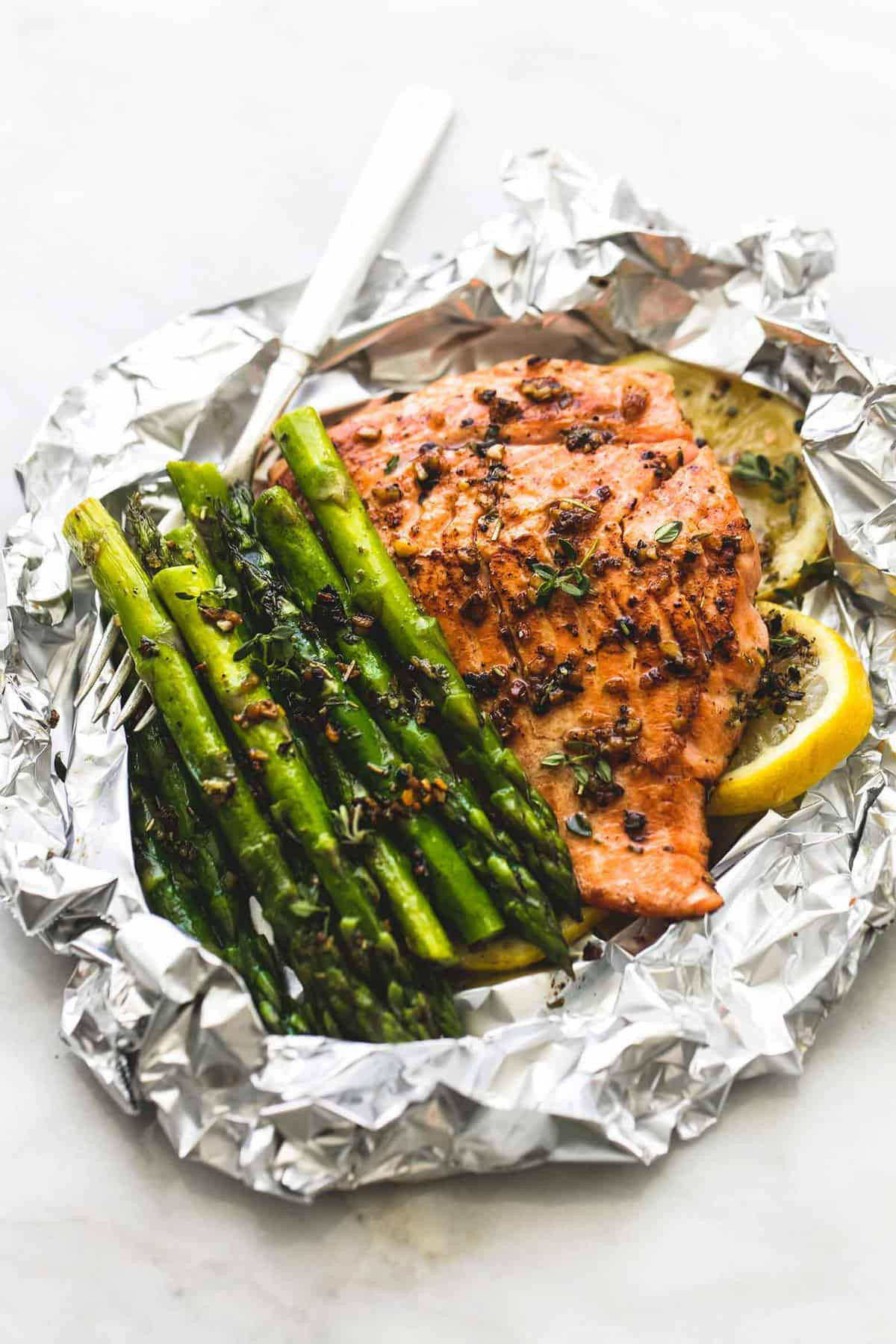 Salmon And Asparagus In Foil
 Herb Butter Salmon and Asparagus Foil Packs