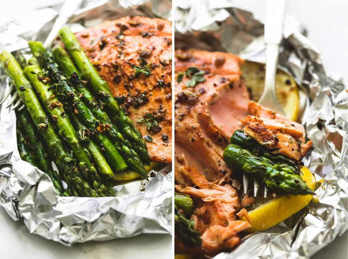 Salmon And Asparagus In Foil
 Herb Butter Salmon and Asparagus Foil Packs