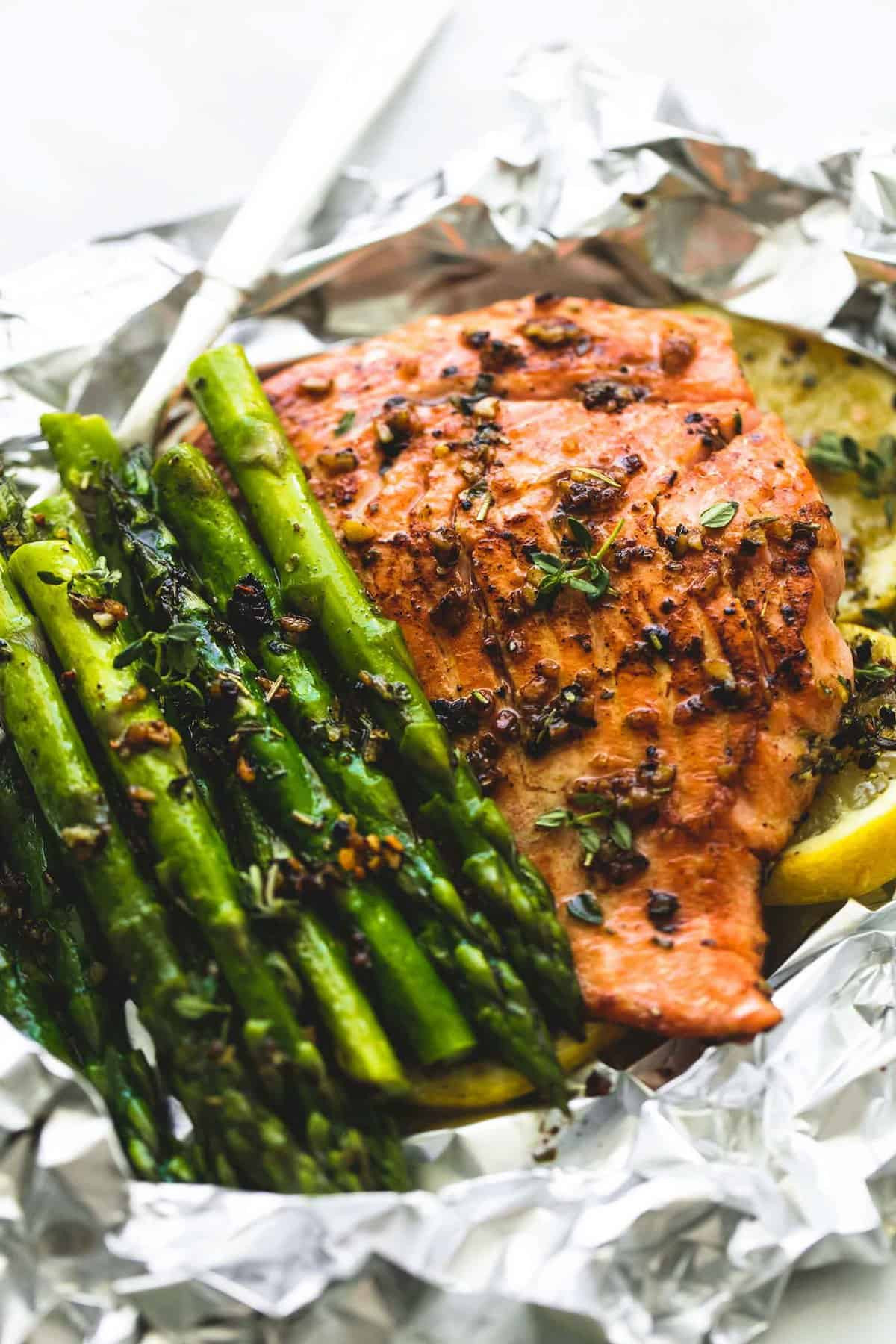 Salmon And Asparagus In Foil
 Herb Butter Salmon and Asparagus Foil Packs