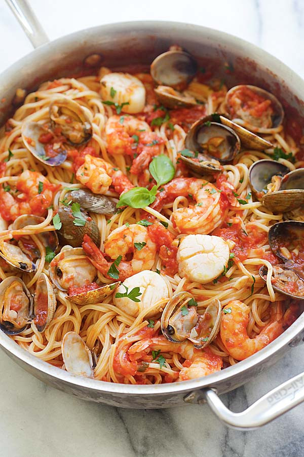 Salmon And Shrimp Pasta
 e Pot Seafood Pasta Rasa Malaysia