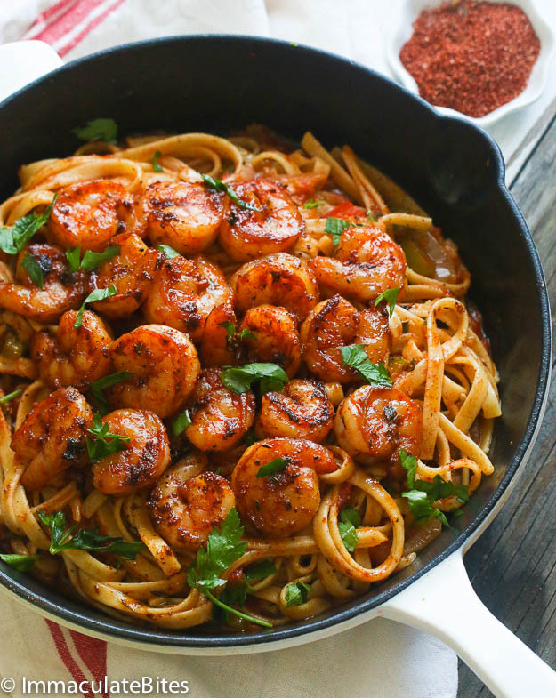 Salmon And Shrimp Pasta
 Blackened Shrimp And Pasta Immaculate Bites