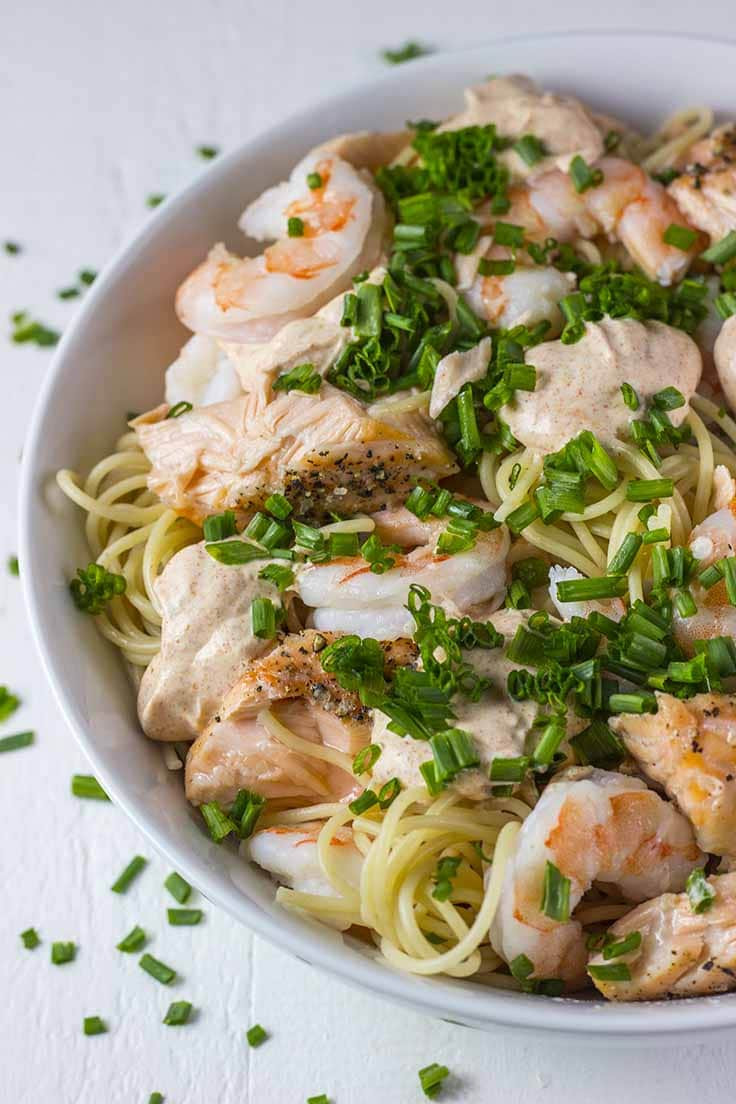 Salmon And Shrimp Pasta
 Salmon & Shrimp Pasta