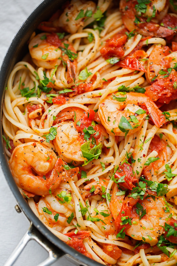 Salmon And Shrimp Pasta
 Spicy Shrimp Pasta with Tomatoes and Garlic Little Spice Jar