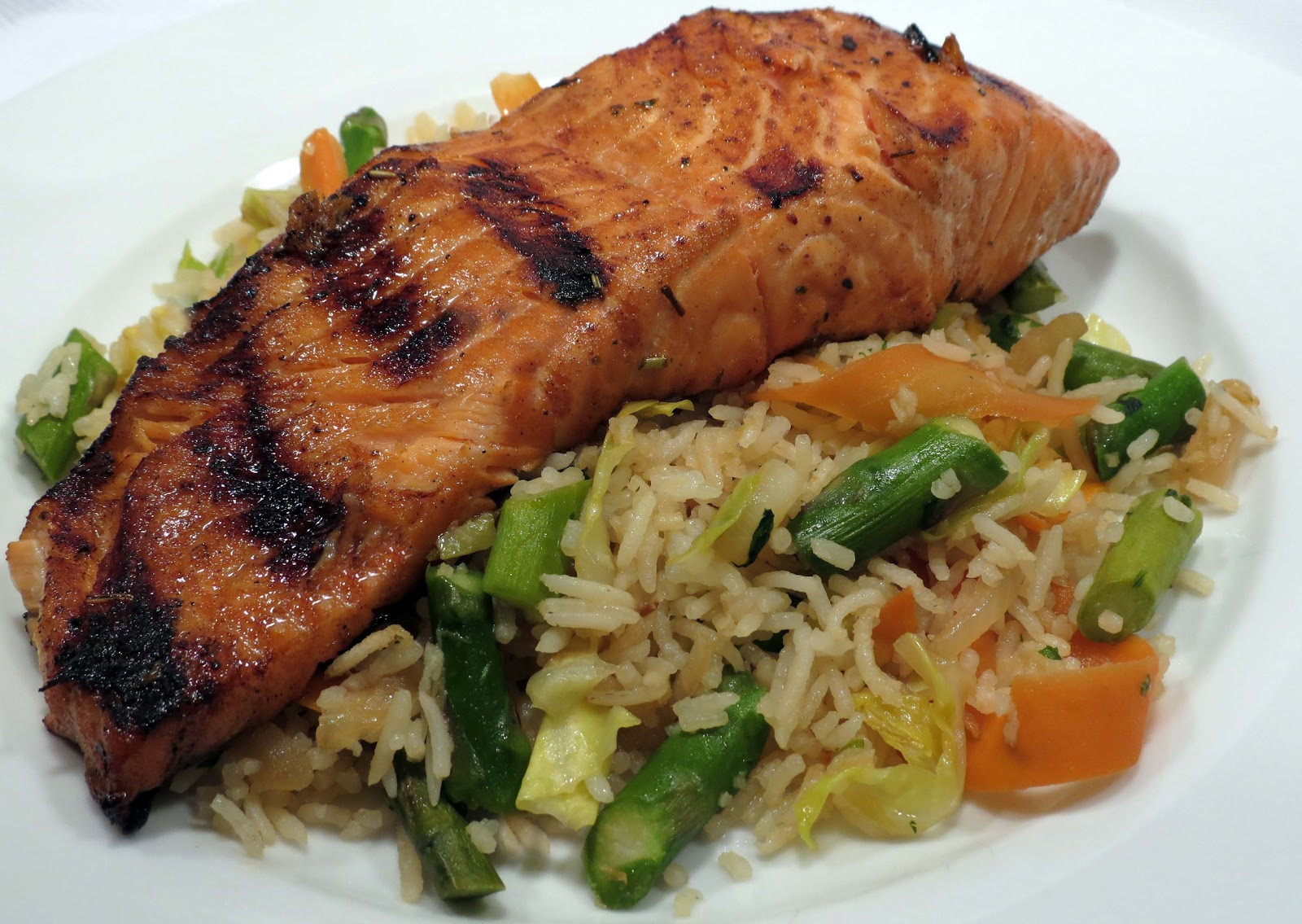 Salmon Brown Rice
 Dinner with the Welches Grilled Teriyaki Salmon with